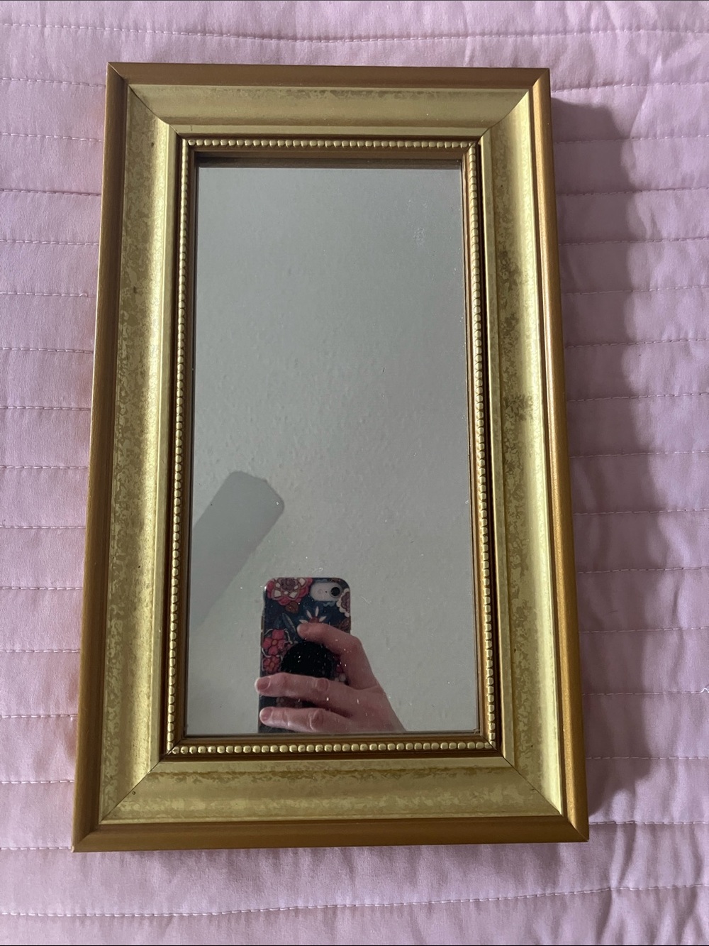 Gold Framed 13” x 8” rectangular wall mirror